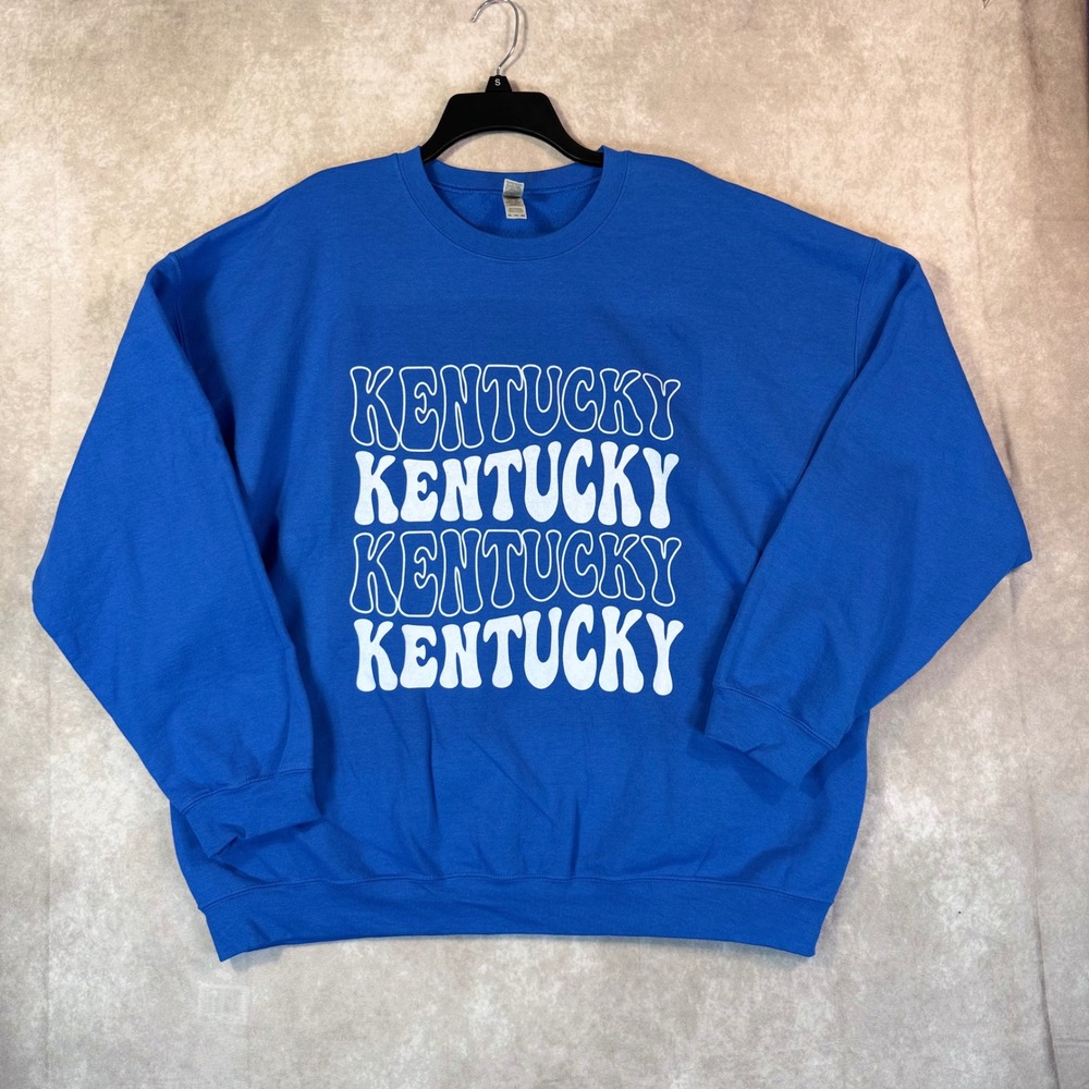 Kentucky Sweatshirt Men 2XL Blue Graphic Heavy Pullover Wildcats Bluegrass Retro